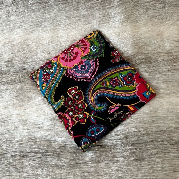 VERA BRADLEY Symphony In Hue 2009 Checkbook Cover Black Red Paisley Y2K Green - Picture 5 of 12